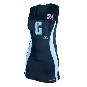blue netball dresses Netball Dress Standard Back - Sky Blue Demo