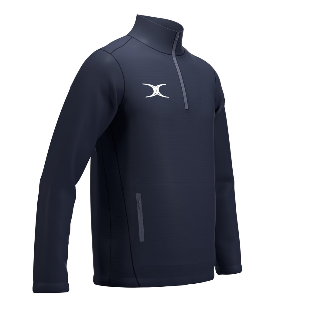 RCBS26Clothing JKT ATOM QTR ZIP DARK NAVY M-Three Quarters Right
