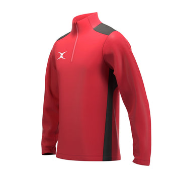 RCCD25Clothing TOP QTR ZIP FLEECE ATOM RED BLACK M-Three Quarter Left
