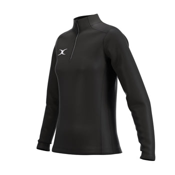 RCCE25Clothing TOP QTR ZIP FLEECE ATOM BLACK WOMEN 10-Three Quarters Left