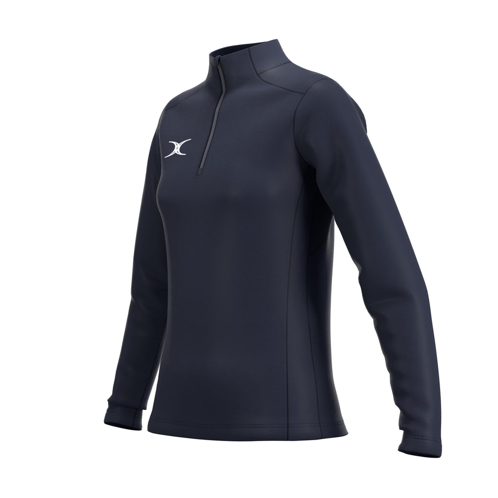 RCCE25Clothing TOP QTR ZIP FLEECE ATOM DARK NAVY WOMEN 10-Three Quarters Left