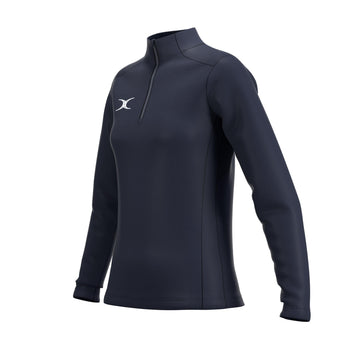 RCCE25Clothing TOP QTR ZIP FLEECE ATOM DARK NAVY WOMEN 10-Three Quarters Left