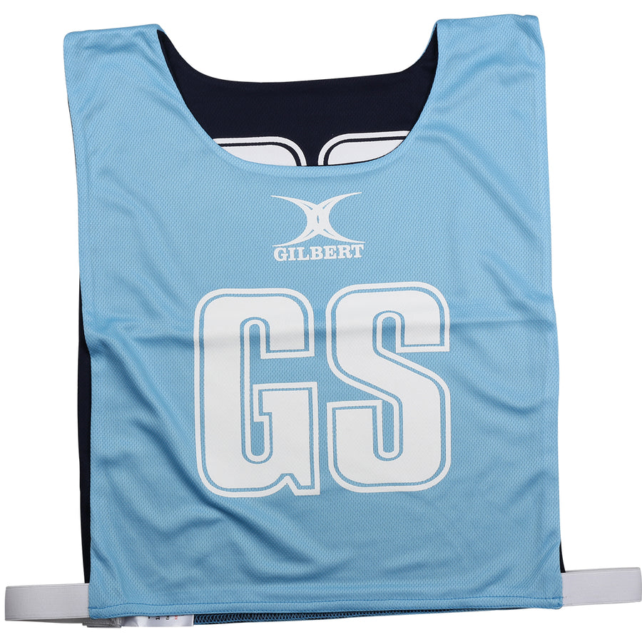 NCEA14NetballBibs Reversible Sky Navy Bib